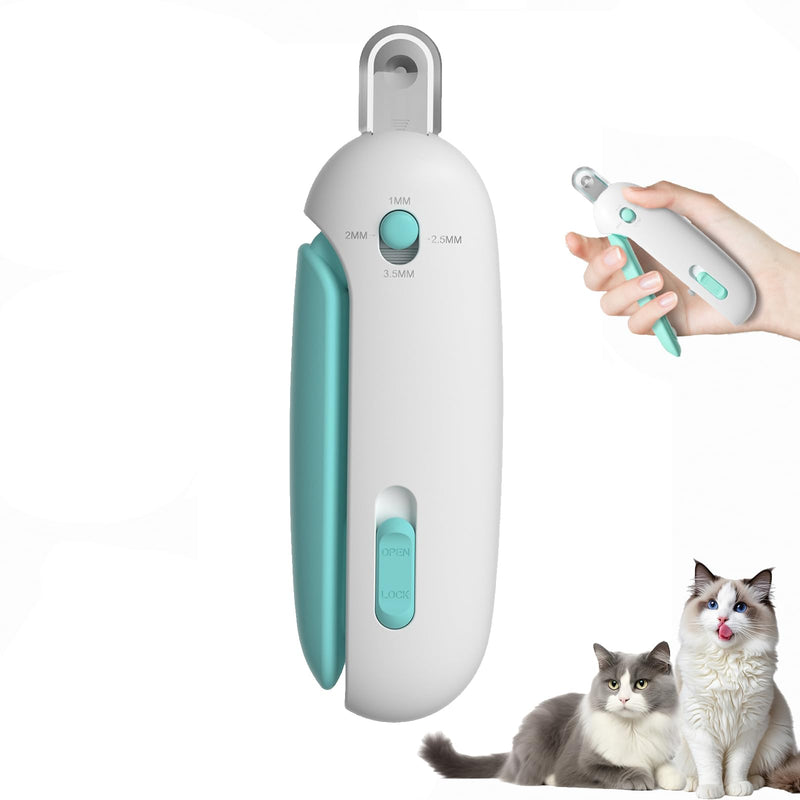 Pet Nail Clippers, Adjustable Claw Clippers for Cats, Round-Hole Trimmer with Dust Storage, Safe Pet Claw Clipper Grooming Tool (Blue) Blue - PawsPlanet Australia