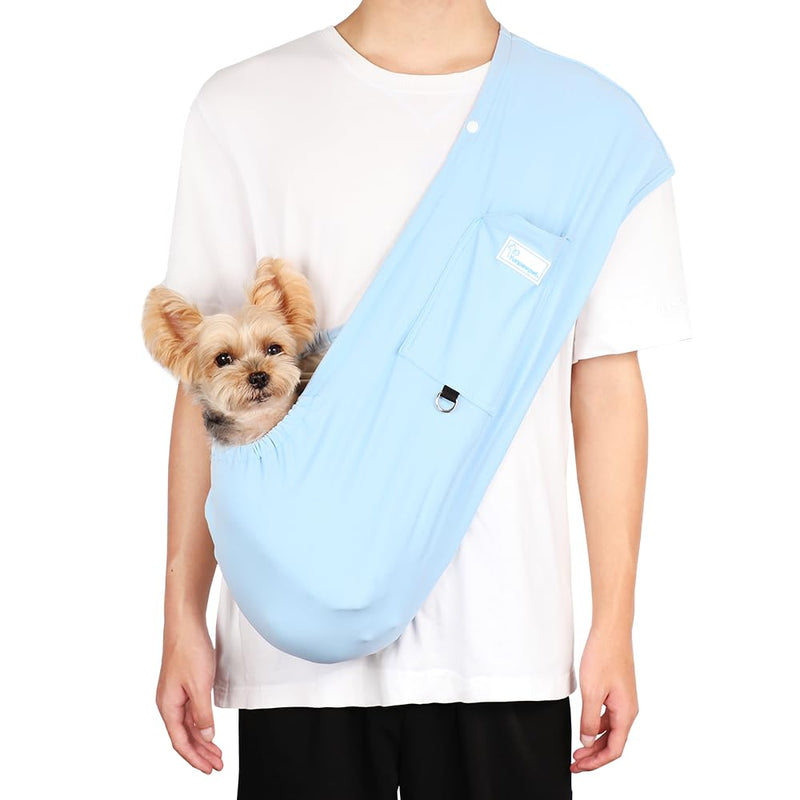 Dog Sling Carrier – Ice Silk Dog Slings for Small Dogs up to 10 lbs, Breathable Dog Carrier Sling with Adjustable Safety Strap & Buckle, Portable Cat Sling Carrier (Blue) Blue - PawsPlanet Australia