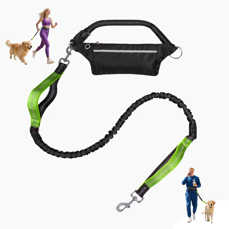 Hands Free Dog Leash with Lightweight Sports Waist Pack, for Small,Medium,Large Dogs (8–120 lbs), Reflective Heavy Duty Bungee Leash with Your Dog, Running,Walking,Hiking(Green) green - PawsPlanet Australia