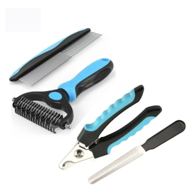 Ultimate 4-Piece Pet Grooming Kit | Stainless Steel Nail Clipper, Deshedding Brush, Metal Comb & Tools for Cats & Dogs | Easy to Use, Perfect for Beginners | Groom Hair, Nails & Ears Effortlessly - PawsPlanet Australia