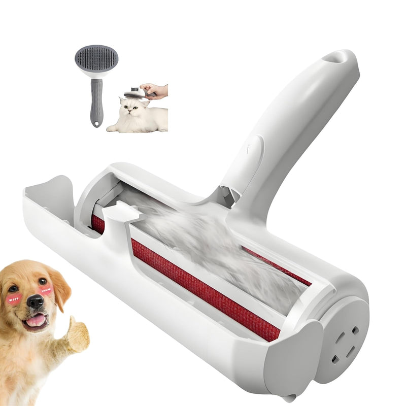Roller Pet Hair Removal Tool，Reusable Lint Roller - Cat and Dog Hair Remover for Furniture，Dog Brush for Shedding，Portable Multi-Surface Fur Removal Tool (Sofas,Carpets,Clothing,Bed Sheet) - PawsPlanet Australia