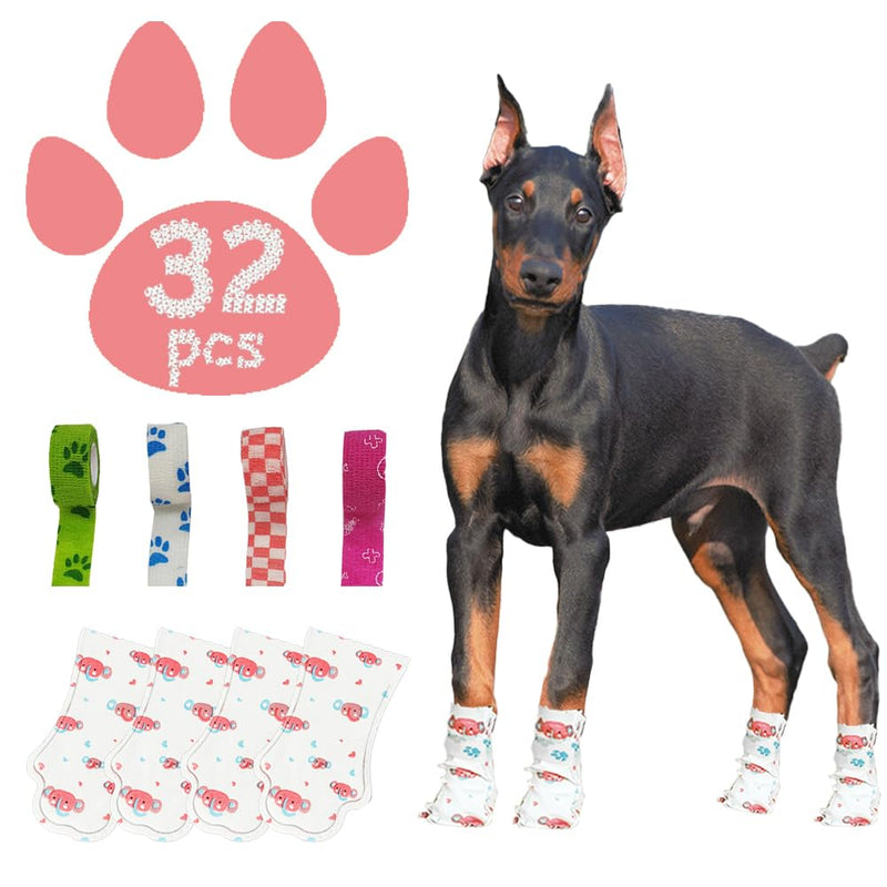 Disposable Dog Booties for Dogs Cats Paw Protector,Waterproof and Breathable with Adjustable Bandage,32Pcs Pet Booties for Small Medium Large Dogs Indoor & Outdoor Use(L,Paw Width:2.57~3.15inches) L(Large:Paw Width:2.57~3.15inches)