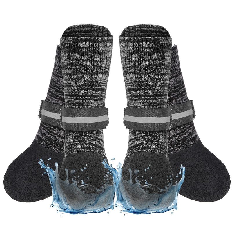 EXPAWLORER Anti Slip Dog Socks to Prevent Licking Paws, Shoes for Winter Snow, Boots & Paw Protectors with Grippers, Waterproof Booties for Hardwood Floors for Small Medium Large Senior Dogs Black L - PawsPlanet Australia