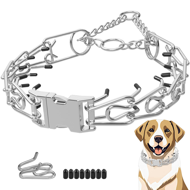 Pinch Prong Collar for Large Medium Small Dogs, Stainless Steel Choke Collar for Dogs with Qucik Release Buckle Basic S (Neck 13"-16") - PawsPlanet Australia