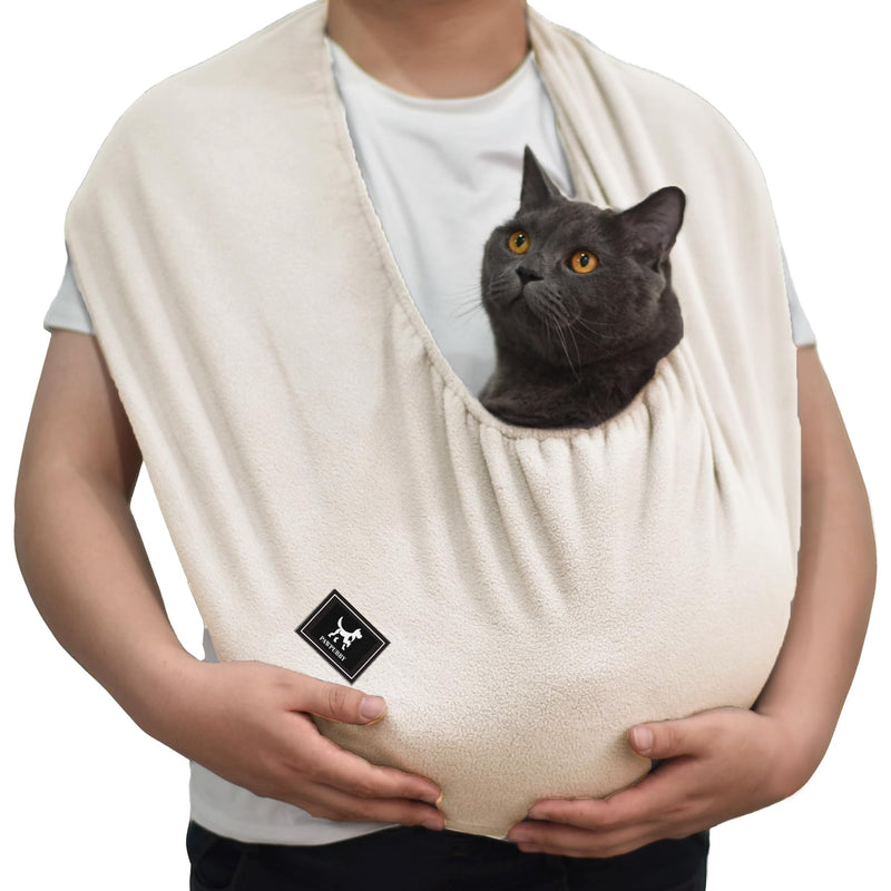 Cat Sling Carrier Critter Cuddler – Indoor Cozy Pet Sling for Cats, Kittens & Small Dogs, Soft Hands Free Cuddle Bag for Snuggling at Home with Cat and Kitty (Apricot, Medium) Apricot - PawsPlanet Australia