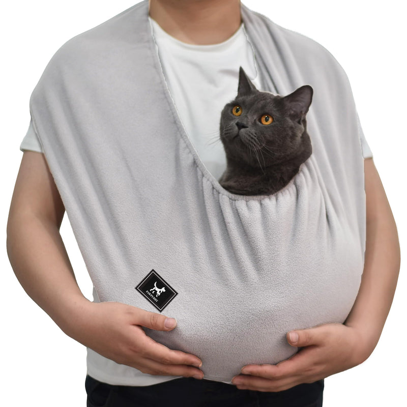 Cat Sling Carrier Critter Cuddler – Indoor Cozy Pet Sling for Cats, Kittens & Small Dogs, Soft Hands Free Cuddle Bag for Snuggling at Home with Cat and Kitty (Light Gray, Medium) Light Gray - PawsPlanet Australia