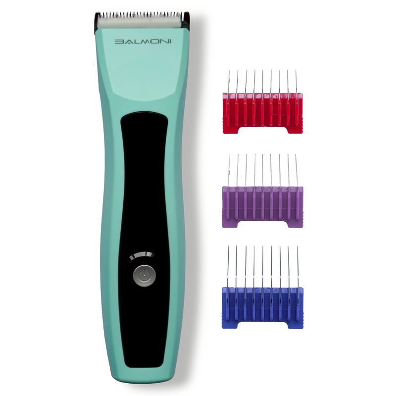 Cordless Pet Trimmer for Dogs & Cats – Rechargeable Grooming Clipper with Detachable Metal Blade, Low-Noise Motor, Supports Optional Blade Lengths (Parent) (Green, Combs Bundle) Green