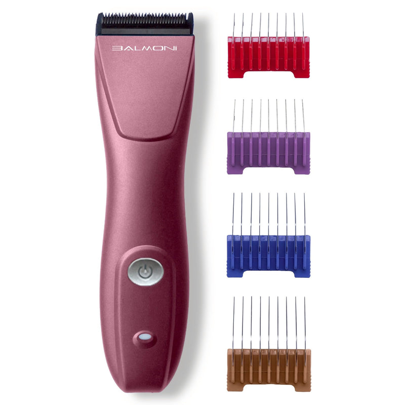 Professional 5-in-1 Cordless Pet Grooming Clipper for Dogs & Cats – Quiet High-Torque Metal Blade Trimmer, Adjustable Length – Metallic Blue (Combs Bundle-Metallic Pink) Combs Bundle-metallic Pink