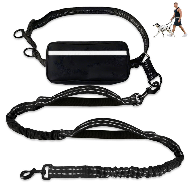 Hands Free Dog Leash with Waist Belt & Large Pouch, Waist Leash for Dog Walking, Running, Hiking & Jogging, Reflective Dual Padded Handles, Ideal for Medium/Large Dogs (30-120lbs) For 1 Dog - PawsPlanet Australia