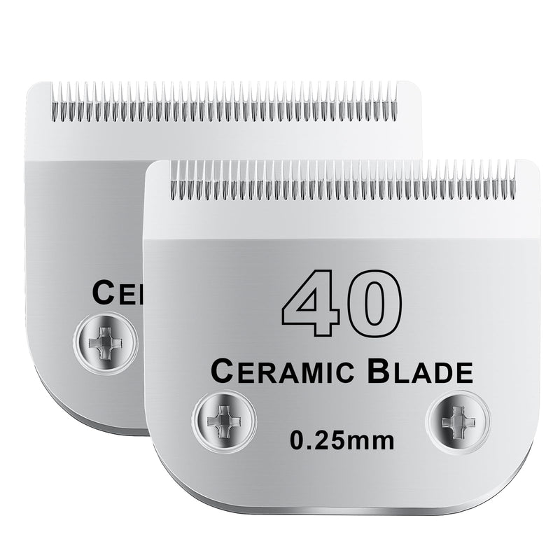 40# Detachable Pet Dog Grooming Clipper Ceramic Blade,Compatible with Andis Size 40 Cut Length 1/100"(0.25mm),Compatible with andis/wahl/Oster Dog Clippers 2PCS Silvery-6
