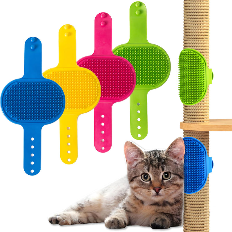 4pcs Cat Self Grooming Brush,Adjustable Rubber Cat Combs,for Kitten Sofa Chair Leg Scratching Post Cover - PawsPlanet Australia