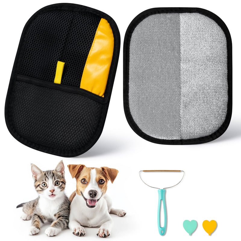 Pet Hair Remover Glove - 5PCS Electrostatic Cat Dog Hair Removal Gloves with Brush and Hooks, Reusable Animal Grooming Brush Tool for Couch Furniture Clothing Carpet Curtain Bed Carpet Blanket - PawsPlanet Australia
