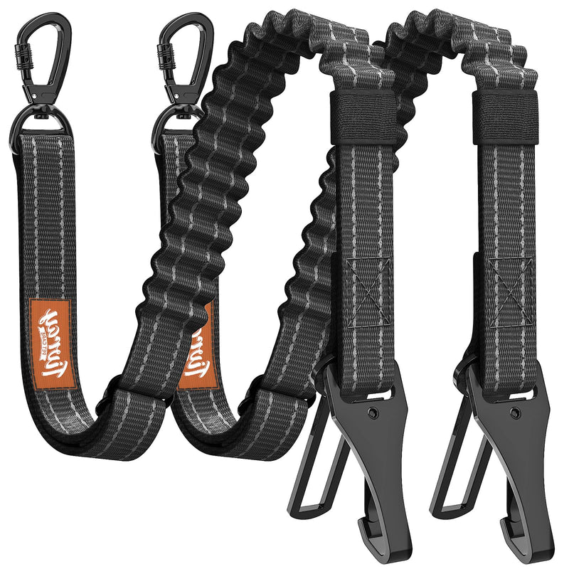 2Pcs Dog Seat Belt, Dog Car Seat Belt Bungee, Car Harness for Pet with Buckle & Hook Latch, Safety Leash Vehicle, Adjustable Reflective Pet Vehicle Tether, 360° Swivel Lock Clasp, Black 2Pcs - PawsPlanet Australia