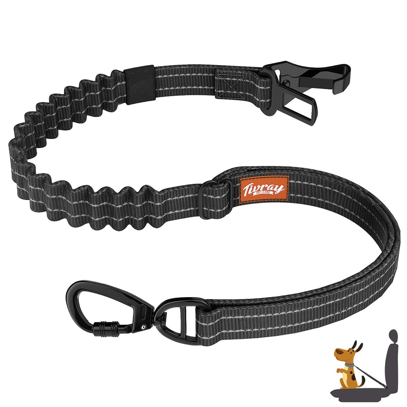 Dog Seat Belt, Dog Car Seat Belt Bungee, Car Harness for Pet with Buckle & Hook Latch, Safety Leash Vehicle, Adjustable Reflective Pet Vehicle Tether, 360° Swivel Lock Clasp, Black 1pc - PawsPlanet Australia