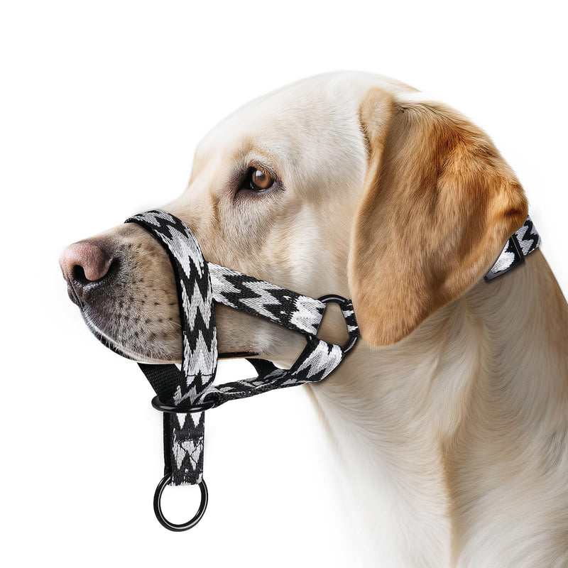 Gentle Dog Head Collar, No Pull Padded Halter for Walking, Fashionable Stripes Training Muzzle for Small Medium Large Dogs(M) M Wave - PawsPlanet Australia