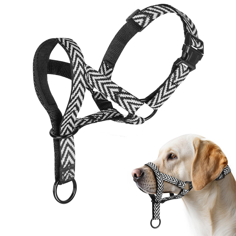 Gentle Dog Head Collar, Breathable No Pull Padded Halter Prevents Pulling, Adjustable Nose Leash with Stripes for Small Medium Large Dogs(L) L Arrow - PawsPlanet Australia