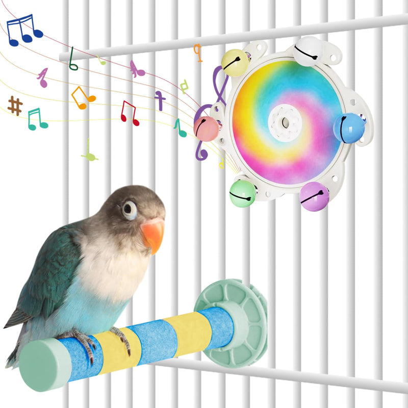 La La Pet Spinning Parrot Wheel with Bells 360°Rotating Parakeet Roller Toy Rough-Surfaced Perch Stand Bird Enrichment Toys for Macaw Budgies Cockatiels Lovebirds Conures - PawsPlanet Australia