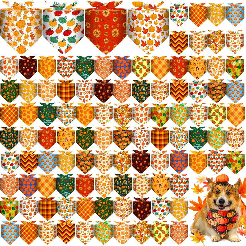 Sanwuta 120 Pcs Fall Bandanas for Dogs Thanksgiving Day Triangle Dog Bandana Autumn Washable Pet Scarves Adjustable Bibs for Small and Medium Pets, 30 Styles - PawsPlanet Australia