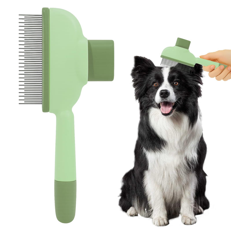 Flea Brush for Cat – Cat Comb for Shedding, Deshedding Brush for Cats & Dogs with Release Button, Pet Hair Removal Comb with Long & Short Stainless Steel Teeth (Green, 1 Pack) - PawsPlanet Australia