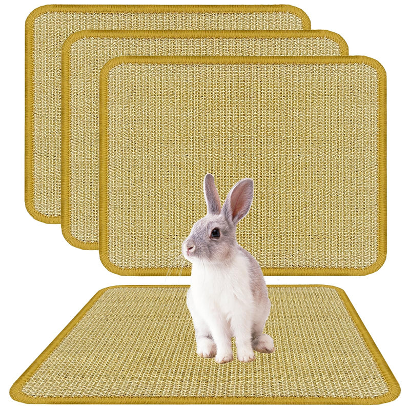 DYAUS Bunny Scratch Pads, Natural Sisal Rabbit Scratching Mats for Claws and Teeth Care, Indoor Bunny Chew Toys Bunny Bed for Biting Sleeping Nesting (3PCS, 16x12in) 3PCS
