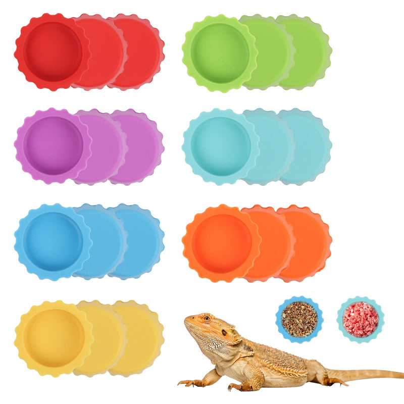 LOGJAM 21 Pack Crested Gecko Food and Water Dish, Silicone Reptile Food Bowl, Gecko Tank Accessories for Hermit Crab, Tarantula, Isopods and Lizard, 7 Colors - PawsPlanet Australia