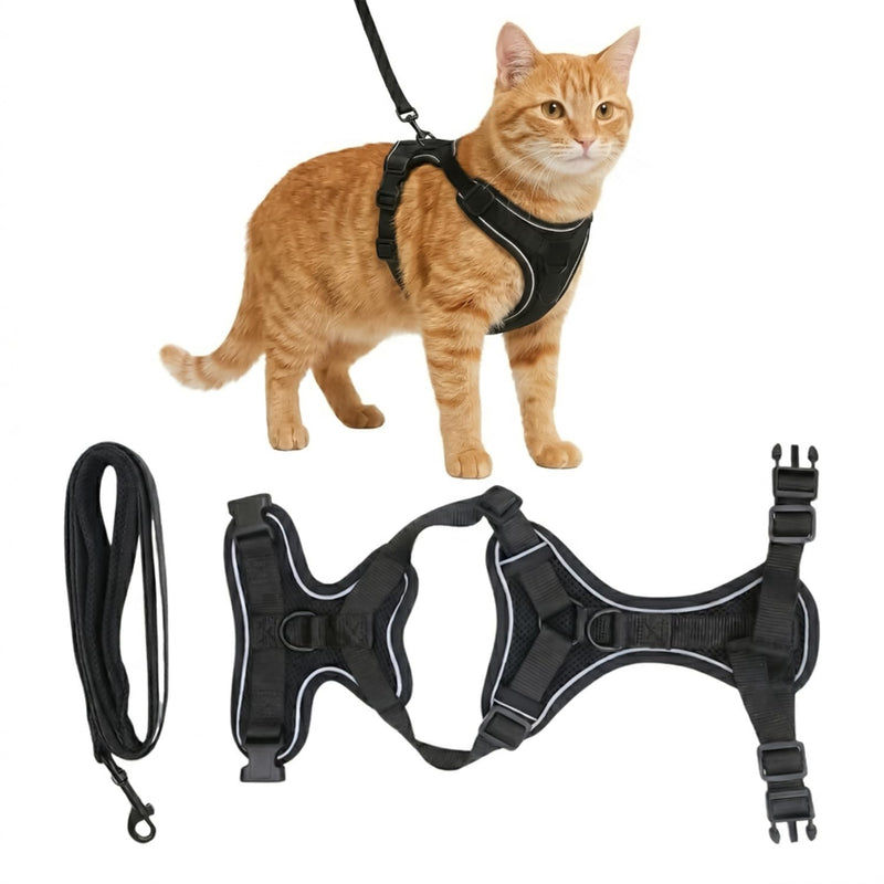 No-Pull Cat Harness and Leash Set for Small Cats – Adjustable Reflective Soft Padded Pet Vest for Walking & Training (Size Small)