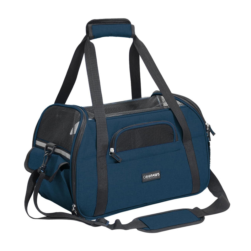 Dog Purse Carrier for Small Dogs, Soft-Sided Tote Bags with Pocket Dog Travel Supplies Portable Dog Sling with Anti-Slip Bottom (Navy Blue-17in) - PawsPlanet Australia