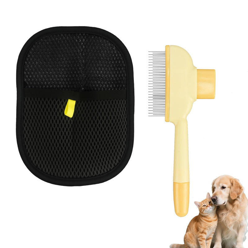Pet Grooming Kit with Deshedding Brush and Hair Removal Glove, Shedding Flea Combs & Washable Electrostatic Gloves for Dogs and Cats, Professional Fur Care Set - PawsPlanet Australia