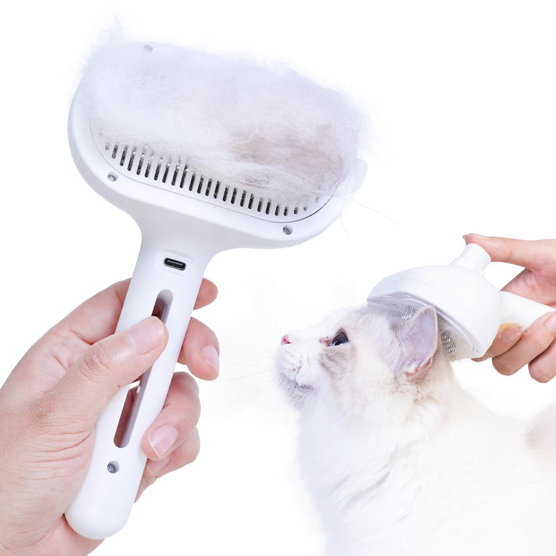 Pet Steam Brush for Shedding, 4-in-1 Anti-Static Grooming Tool, Combines Massage, Cleaning & 135° Steam Brushing for Indoor Cats and Dogs 8.3"x 4.5" - PawsPlanet Australia