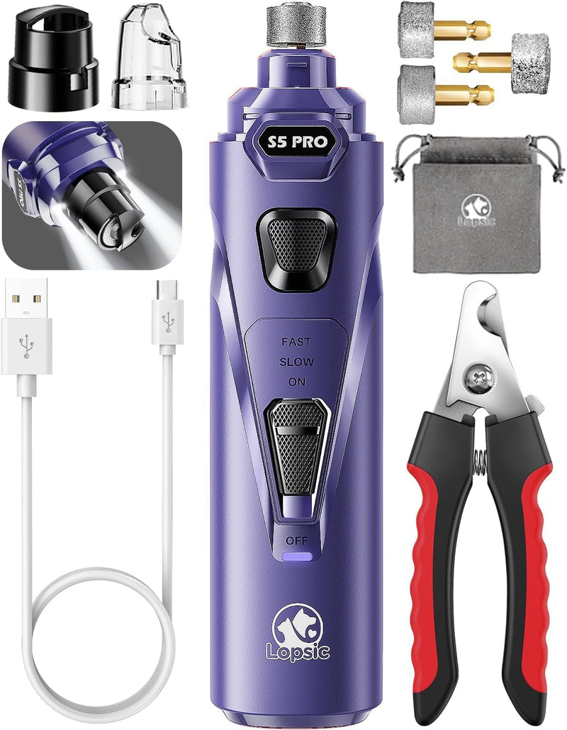 Dog Nail Grinder with 2 LED Lights Powerful 2 Speeds Super Quiet Dog Nail Trimmers with 3 Grinding Wheels Rechargeable Pet Dog Nail Clippers for Large Medium Puppy Dogs Nail File Cat Nail Clipper Blue 🟨🟨🟨Whisper Quiet-Blue🟨🟨🟨 - PawsPlanet Australia