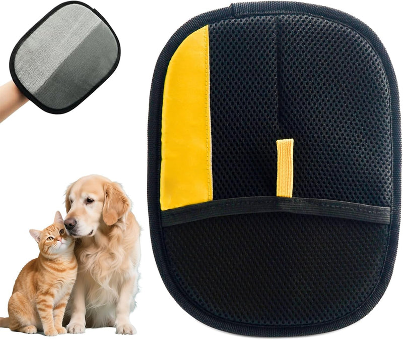 2PCS Electrostatic Pet Hair Removal Glove for Cats & Dogs, 2025 Gloves Pet Hair Removal, Washable Reusable Dogs Cats Hair Gloves for Furniture Bed Sheets Couch Clothes Carpet Car Seat (Yellow, 1PC-A) Yellow - PawsPlanet Australia