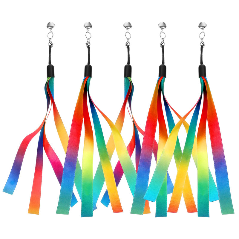 5 Pcs Cat Toys Wand Replacement, Interactive Kitten Rainbow Wand Toy, Portable Cat Teaser Wands, Cats Ribbon Refill Attachment Toys with Bell for Most Cats Kittens Small Pets - PawsPlanet Australia