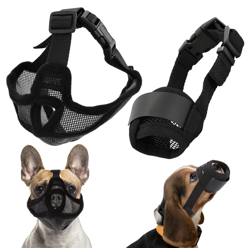 French Bulldog Muzzle with Soft Mesh for Small Dog,2pcs Breathable Short Snout Dog Muzzle to Prevent Biting Chewing Barking, Adjustable Strap for Training Outdoor Activities - PawsPlanet Australia