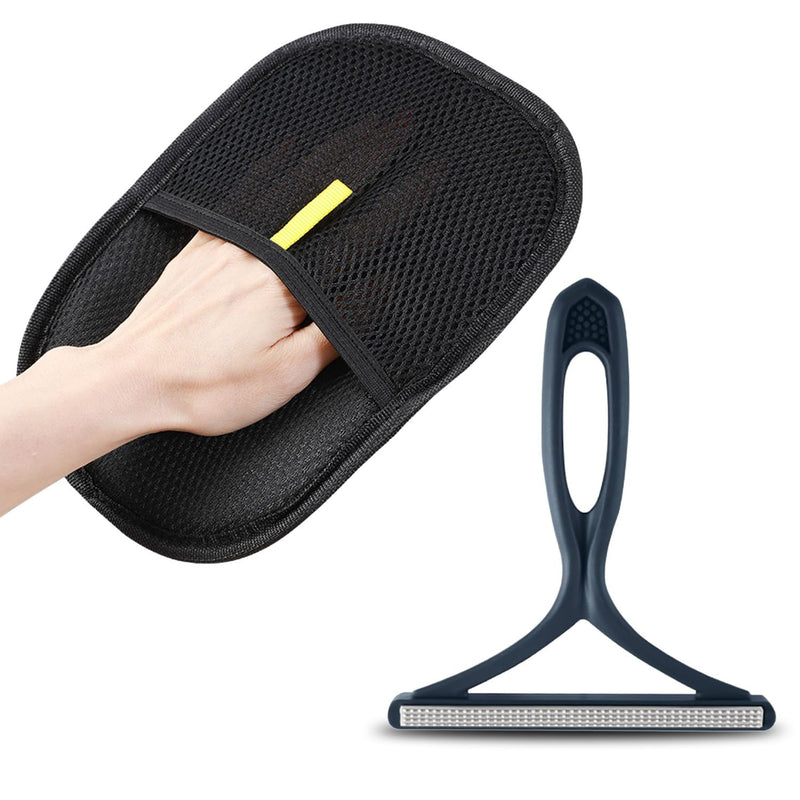 2-in-1 Pet Hair Remover Set - Pet Hair Removal Gloves – Electrostatic Grooming Gloves & Lint Remover Brush to Clean Cat & Dog Hair on Couch, Furniture, Carpet, Rug, Pet Bed, Curtain, & Upholstery - PawsPlanet Australia