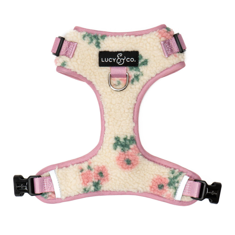 Lucy & Co. The in Full Bloom No-Pull Dog Harness for Dogs – Comfortable Leash Training Product w/Adjustable Chest & Neck Straps - Floral Teddy Fleece - X-Large - PawsPlanet Australia