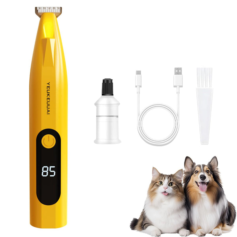Dog Paw Trimmer, Low Noise Paw Hair Trimmer for Dogs with LED Light Wireless Pet Shaver, Suitable for Claws, Ears, Face, HIPS and Eyes(Orange) Dog Paw Trimmer Orange - PawsPlanet Australia