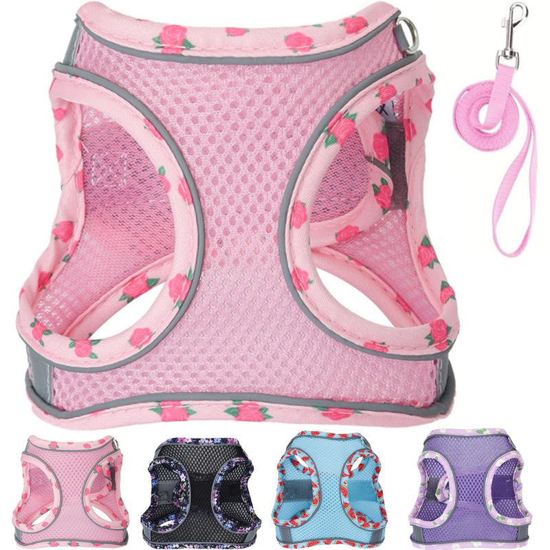 Petank Dog Harness for Small Medium Dogs No Pull, Puppy Harness and Leash Set, Mesh Adjustable Breathable Light Vest for Walking, Running, Training. (Pink, XXS) Pink - PawsPlanet Australia