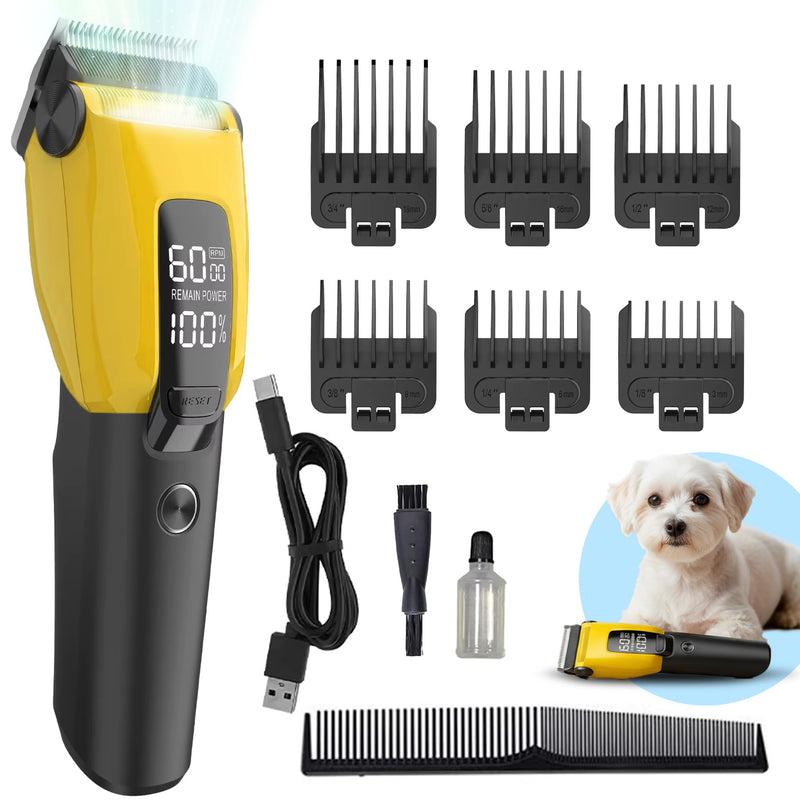HamInWay Cordless Dog Clippers – Quiet Rechargeable Pet Grooming Clippers for Dogs & Cats – Low Noise Hair Trimmer with Stainless Steel Blade – USB Charging – Professional at-Home Grooming