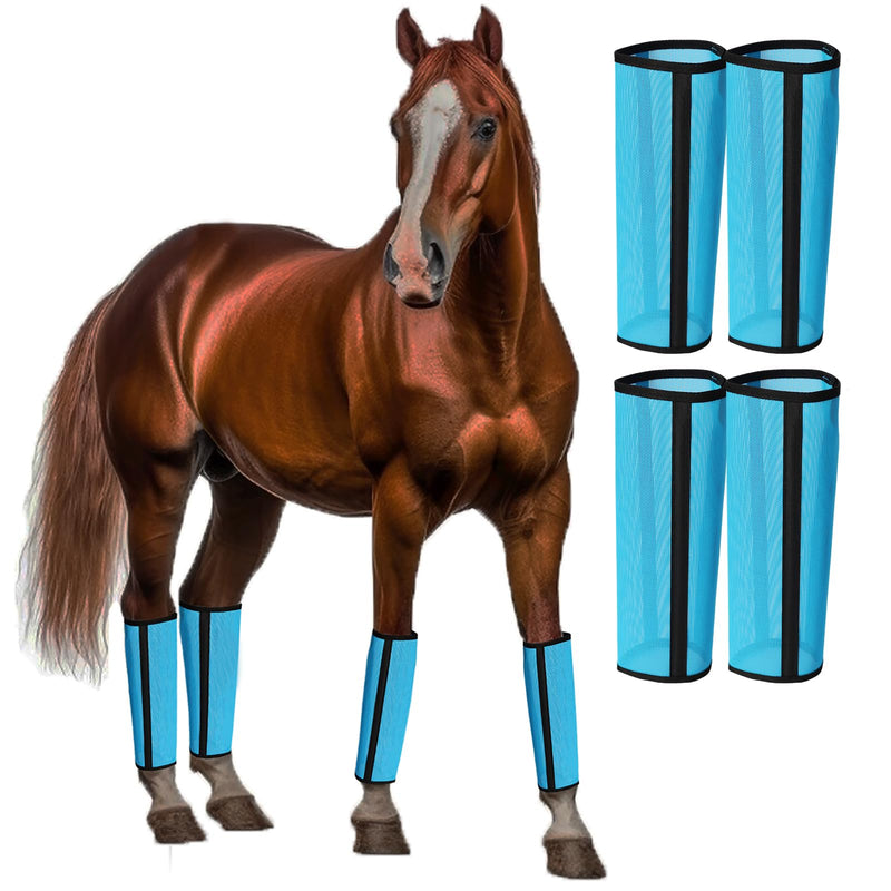Fly Boots for Horses Set of 4 Breathable Textilene Mesh Horse Fly Boots with Stable Support & UV Protection, Comfortable Equine Boots, Reduces Stomping, Leg Fatigue & Hoof Damage.(Blue) Blue - PawsPlanet Australia