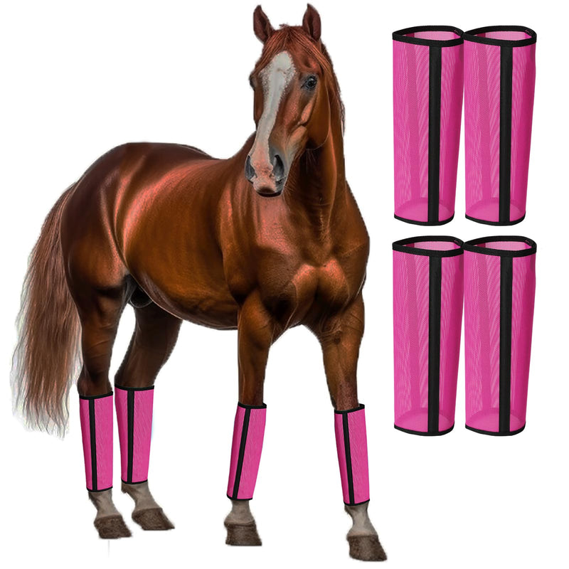 Fly Boots for Horses Set of 4 Breathable Textilene Mesh Horse Fly Boots with Stable Support & UV Protection, Comfortable Equine Boots, Reduces Stomping, Leg Fatigue & Hoof Damage(Magenta) Magenta - PawsPlanet Australia