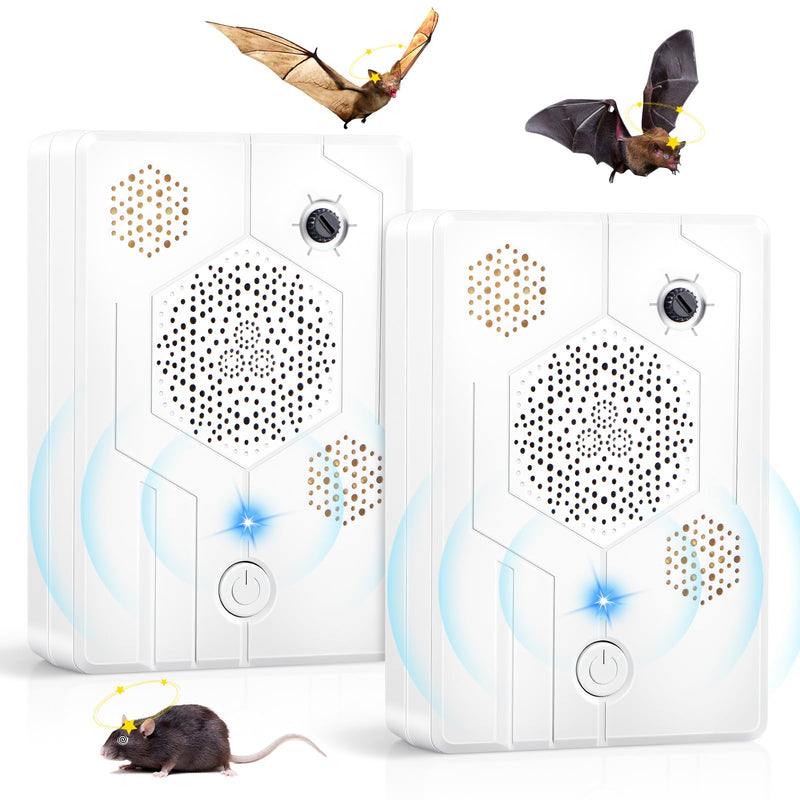 2026 Upgraded Ultrasonic Bat Deterrent for Attic & Roof, Portable Rechargeable Bat Repellent for House Eaves, Safe Electronic Pest Control to Keep Bats Away from Porch & Indoor, 2 Pack - PawsPlanet Australia