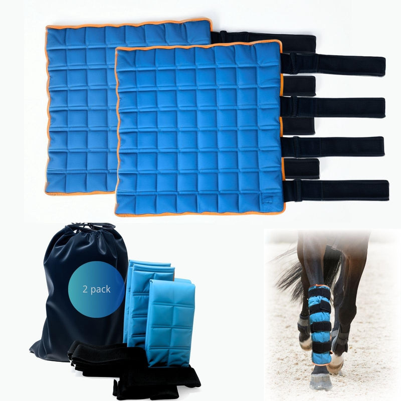 Reusable Gel Horse Ice Boots – 2 Pack Cold Therapy Gel Wraps with Adjustable Straps for Horses’ Leg, Ankle, and Knee, Reusable Cooling Boots for Equine Care & Equestrian Use Aqua Blue with Orange Trim - PawsPlanet Australia
