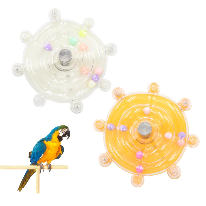 2 Colors Bird Toys for Parrots, Small Bird Cage Toys with Spinning Rattle, Hanging Roller Parakeet Cage Accessories for Chewing Exercise, Budgie Entertainment (White and Yellow) White and Yellow - PawsPlanet Australia