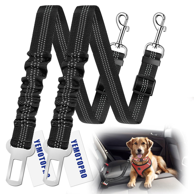 Dog Seat Belt Upgraded Dog Seat Belt for Car with Elastic Band, 360° Adjustable Dogs Harness Leash Tether, Universal Black, 2 Pack Dogs Seat Belts for Dogs - PawsPlanet Australia