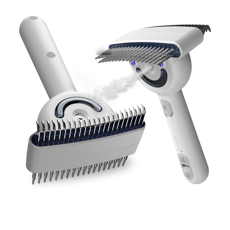 Dog brush for shedding & Cat Grooming Comb kit– Pet Steam brush with UV Sterilization, Rechargeable - Suitable for long-haired or curly-haired pets. Removes tangled hair - PawsPlanet Australia