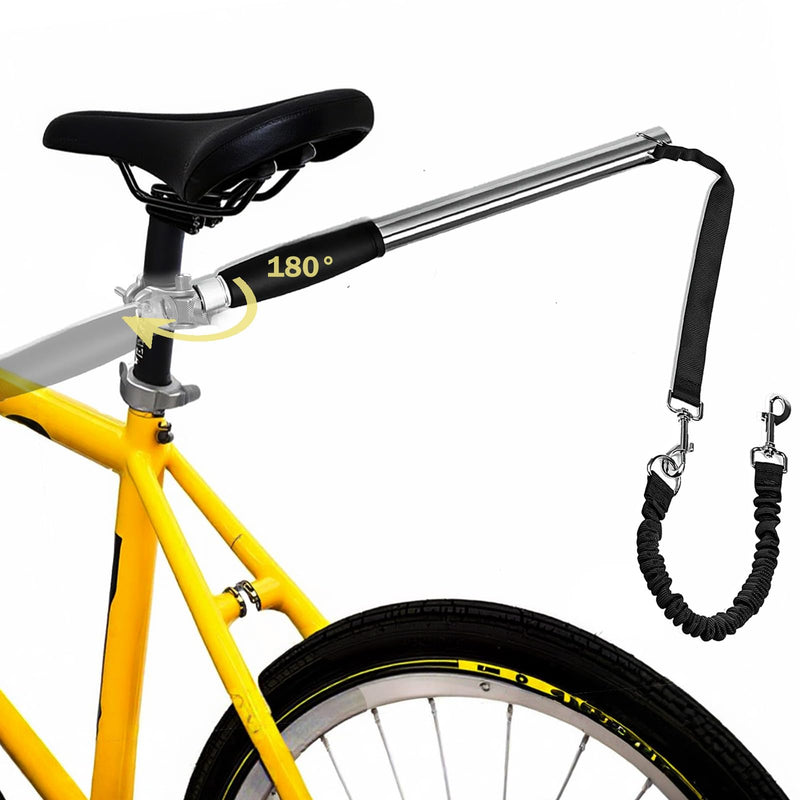 Dog Bike Leash 180° Rotating - Dogs Bike Attachment Bicycle Pet Leash Hands Free Thickened Steel Wire Rope Easy to Installation and Removal Fit for Medium Large Dog - PawsPlanet Australia