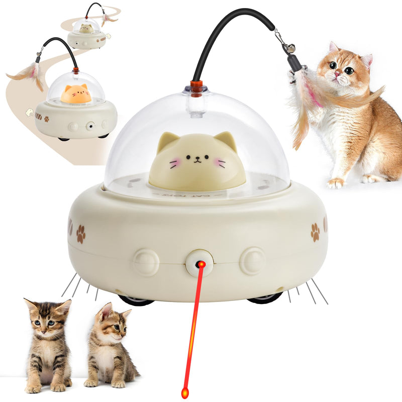 Smart Interactive Cat Toy, Motion Activated Feather Spinner with Breathing Light, USB Rechargeable, for Indoor Cats & Kittens, Ideal Gift for Pet Lover (Creamy Coffee) Creamy Coffee - PawsPlanet Australia