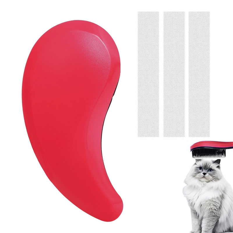 Cat Brush for Shedding - Perfect Grooming Tool for Long-Haired Cats | Deshedding & Hair Remover for Indoor Pets (Rose Red) Rose Red