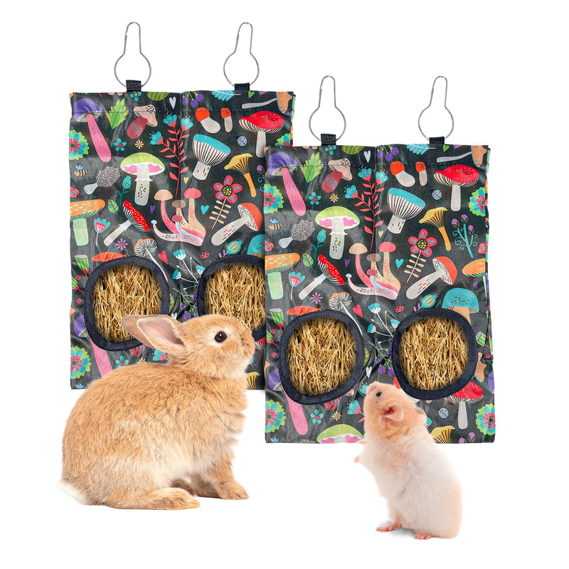 2 Pack Rabbit Hay Feeder Bags with 2 Holes,Hanging Guinea Pig Hay Dispenser,Bunny Hay Bags for Rabbits Chinchillas Hamsters and Other Small Pets - PawsPlanet Australia