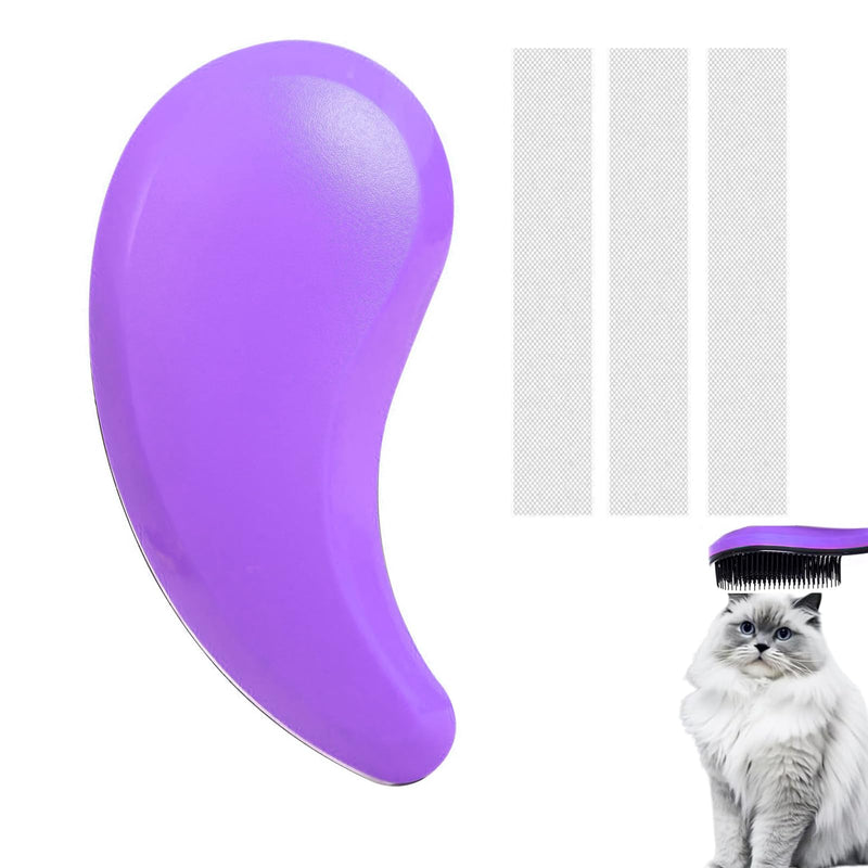 Cat Brush for Shedding - Perfect Grooming Tool for Long-Haired Cats | Deshedding & Hair Remover for Indoor Pets (Purple) Purple